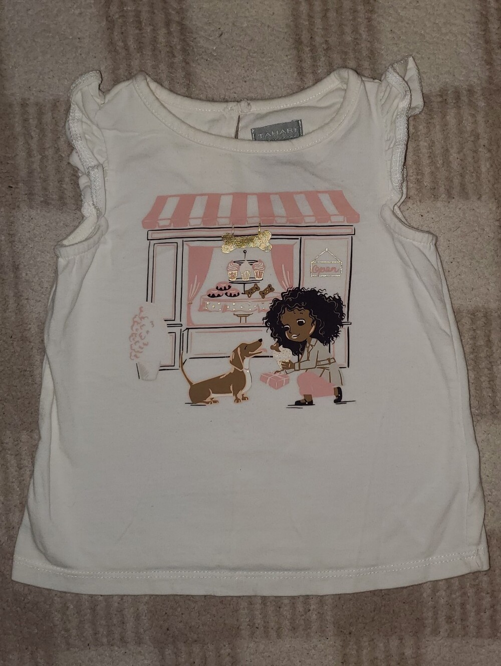 5 for $25 | Tahari Little Girl with Dachshund at Bakery Sleeveless Shirt